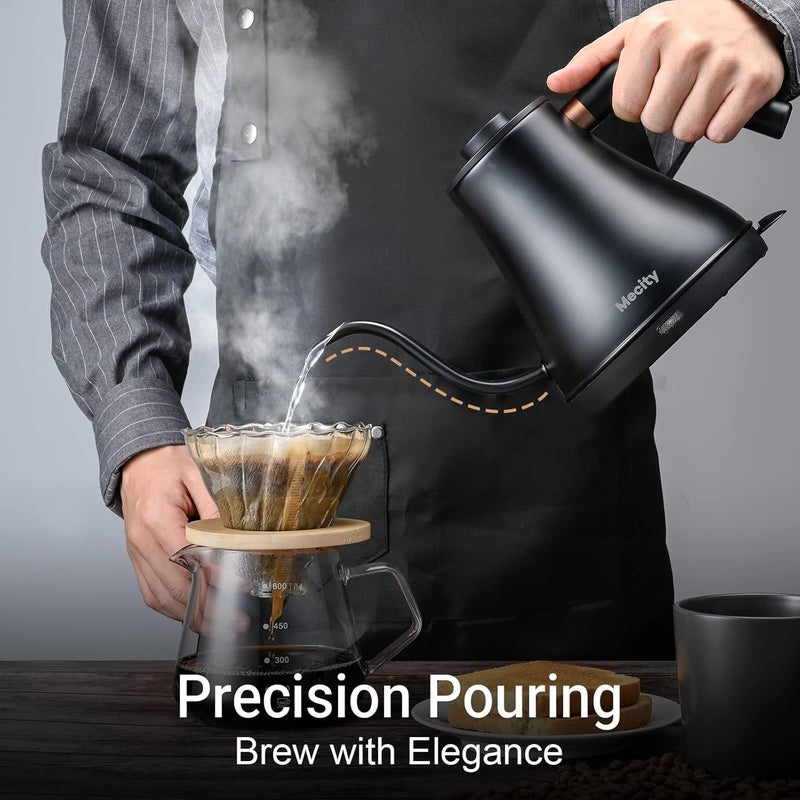 Mecity Electric Kettle Gooseneck Water Kettle Stainless Steel Tea Kettle Water Boiler Fast Heating, Auto Shut Off, 27 fl oz, 1000W, Matte Black - Image 3